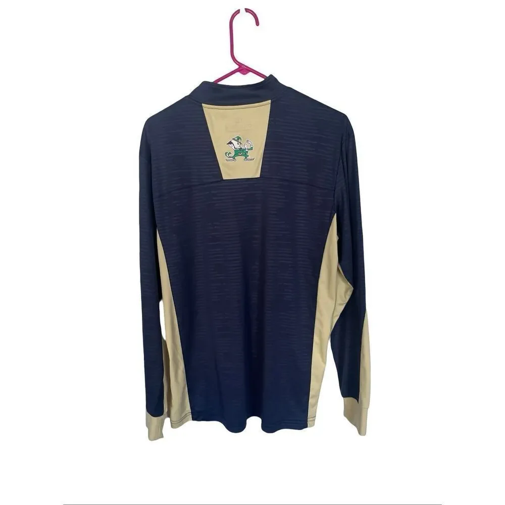 Colosseum Mens Blue Cream Notre Dame Fighting Irish Marled 1/4 Zip Jacket Large